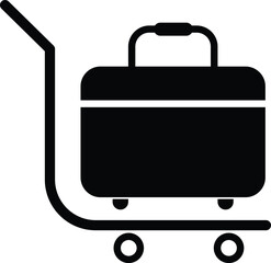 bag on trolley icon. icon of a suitcase on a cart