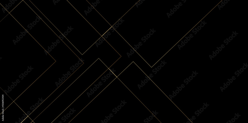 Poster black and golden vector futuristic tech glow and shinning line simple modern abstract background. ve