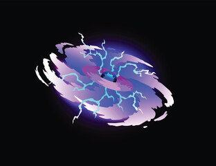Speed effect cartoon vfx. Comic line blaster shot. Energy fire flame light. Neon color, asteroid flying rock. Flash lightning motion. Fantasy vector element