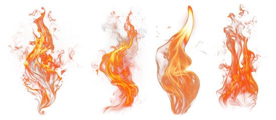 PNG Vibrant dynamic fiery flames, element set on transparent background