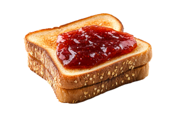 toast sandwich with strawberry jam isolated on transparent background