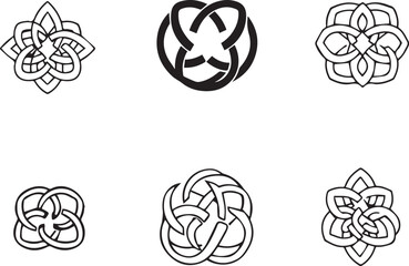 A set of Celtic elements, ornaments, symbols, icons. Hand drawn vector illustration