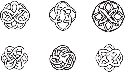 A set of Celtic elements, ornaments, symbols, icons. Hand drawn vector illustration