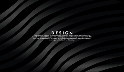 Abstract futuristic dark black background with wave design. Realistic 3d wallpaper with luxurious flowing lines. Perfect background for posters, websites, brochures, banners, applications, etc.