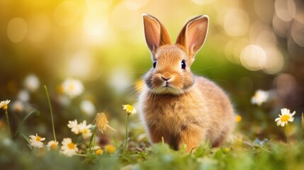Fototapeta premium cute animal pet rabbit or bunny smiling and laughing isolated with copy space for easter background, rabbit, animal, pet, cute, fur, ear, mammal, background, celebration, generate by AI.