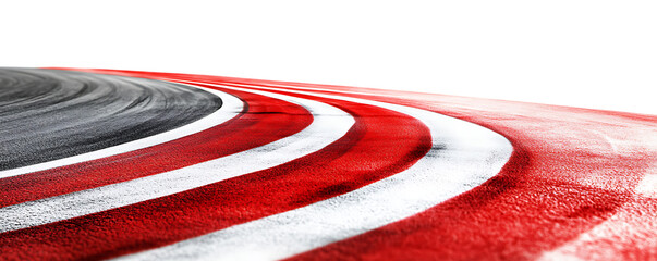 Fototapeta na wymiar Race track curve red white lines isolated on a white background