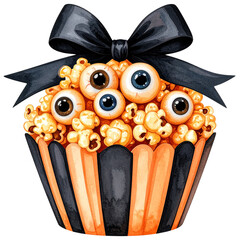 watercolor-style Halloween desserts, featuring cupcakes, donuts, candy, parfaits, Perfect for seasonal designs, stickers, scrapbooks, and party invitations. This charming set blends horror 