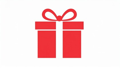 Simple Red Gift Box Icon