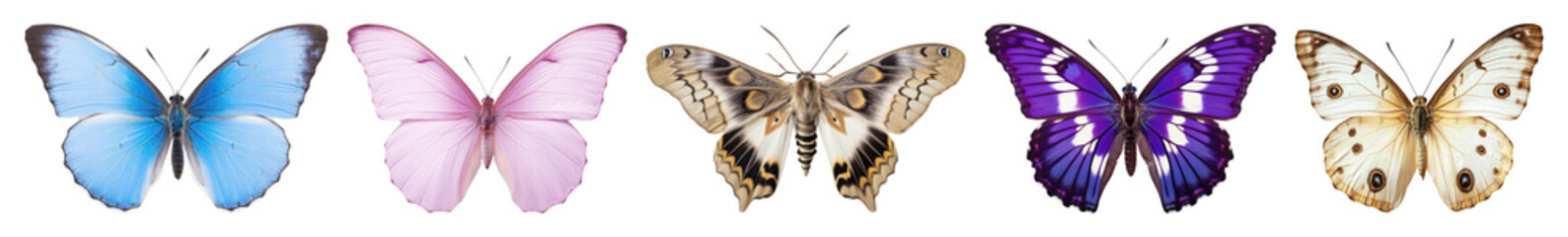 Obraz premium PNG Colorful butterflies in flight, element set on transparent background