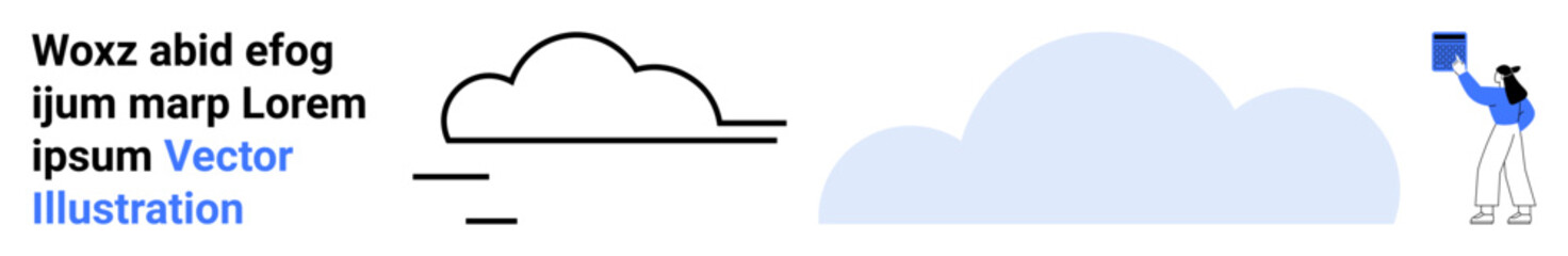 Person lifting a book towards abstract cloud forms, sparking imagination and learning. Ideal for education, storytelling, creativity, innovation, goal setting, technology, and simple landing page