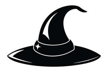 Black Silhouette of a Witch's Hat with Pointed Top and Sparkling Band