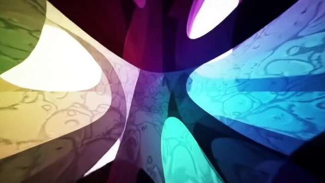 Moving patchwork quilt of gradients and geometry