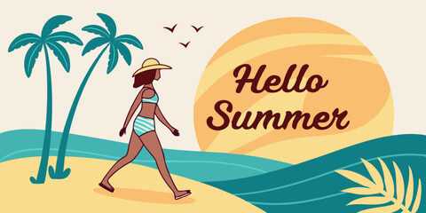 Happy Summer Beach Themed Graphic