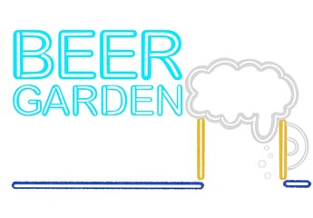 光るジョッキ｜ネオン風ビアガーデン素材