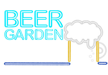 光るジョッキ｜ネオン風ビアガーデン素材