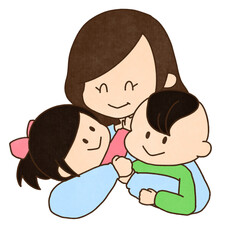 やさしい時間｜親子のハグイラスト