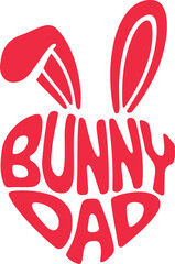 Red bunny dad heart shape typography design