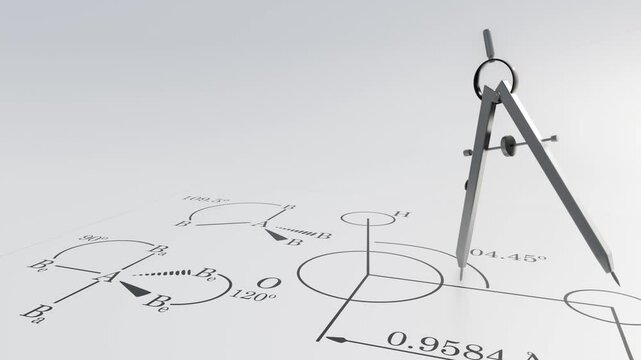A 3d animation of VSEPR theory and drawing compass as a drafting tool for molecules to predict the exact 3D shapes and the angles between the bonds. 