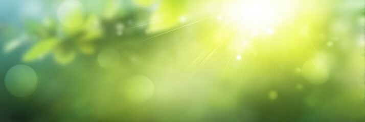 Obraz premium Soft sunlight shines through a blurred green background, creating a fresh, vibrant, and peaceful natural scene.