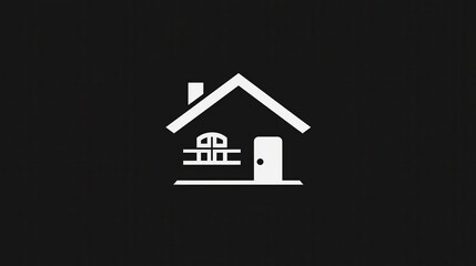 clean simple white on black icon of a home,