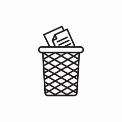 Paper trash bin delete icon vector sign