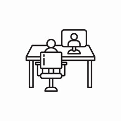 Office desk computer workspace icon vector sign
