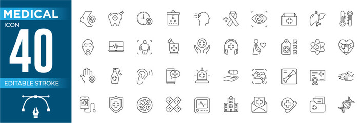 Healthcare Management Line Editable Icons set. Vector illustration in modern thin line style of medicine related icons: certification, control, medical provider