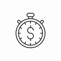 Money time stopwatch finance icon vector sign