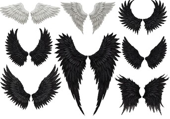 Black & Silver Angel Wings Patches: Variety Pack for Crafts