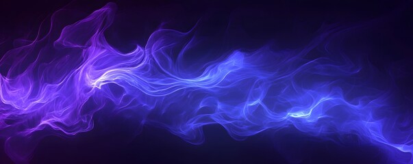 Abstract blue background with neon light rays and speed lines, illustration, dark purple background.
