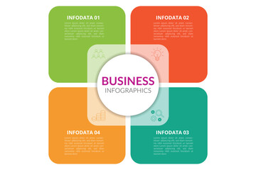 Presentation Infographic template design layout with marketing icons. Business concept with 4 options, steps or processes. Vector illustration.