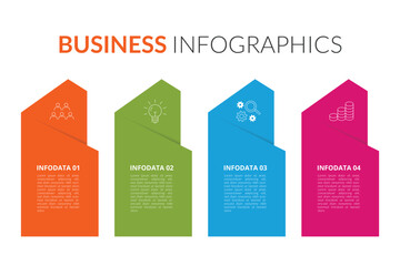 Infographics design template, business concept with 4 steps or options, can be used for workflow layout, diagram, annual report, web design. Creative banner, label vector.