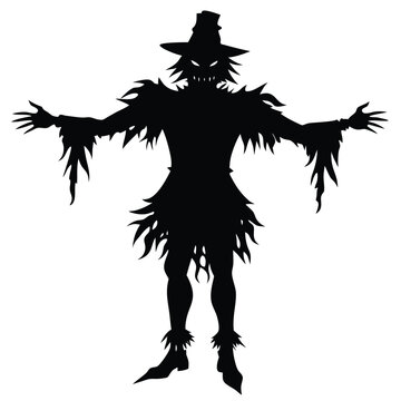 recommend clip art: Spooky scarecrow silhouette halloween decoration design