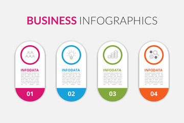 Colorful Infographic Oval Shape Labels With Icons And 4 Options or Steps For Business Concept.