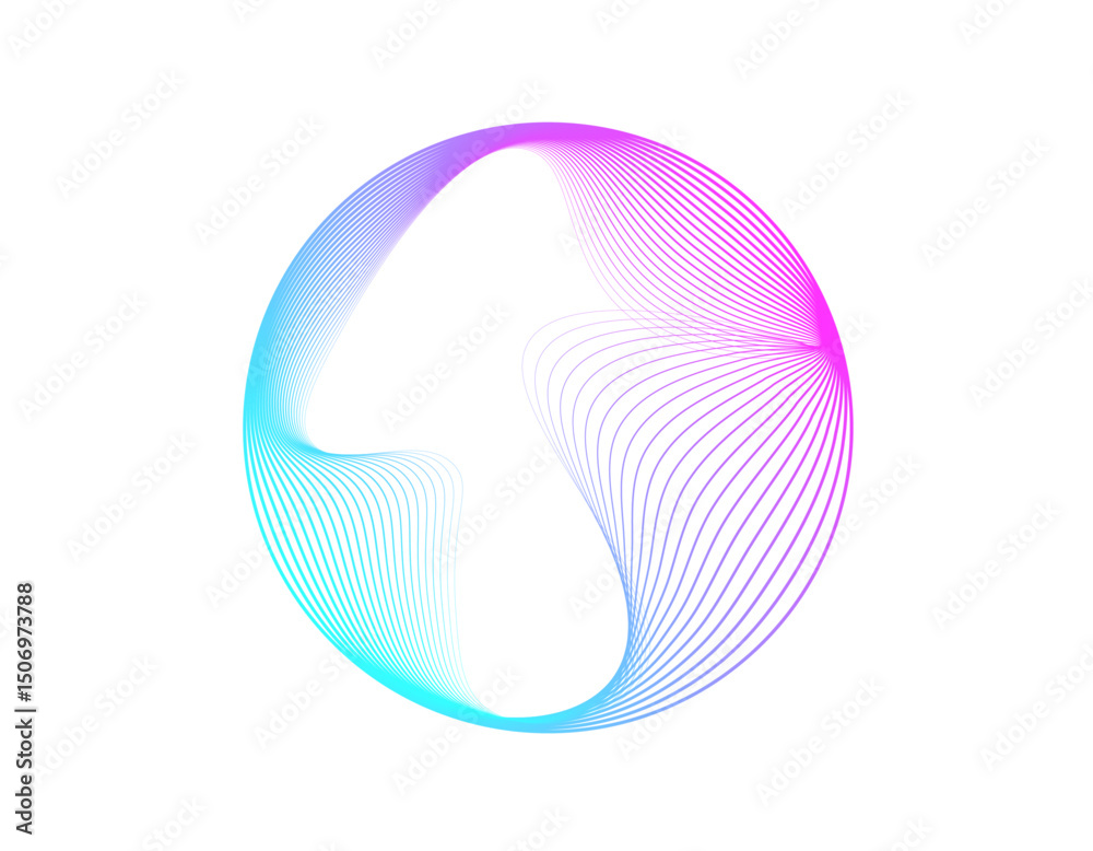 Canvas Prints abstract spin blue pink ligh spectrum wave lines in round shape. neon wavy line circle frame isolate