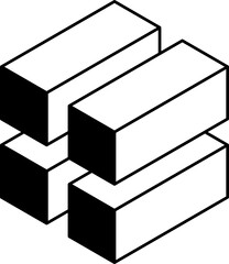 Cube logo, geometric vector design. Black and white Box logotype company, trendy techno emblem in isometric 3D style.