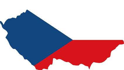 Obraz premium Czechia national flag map with country boundary shape (Web Mercator projection)