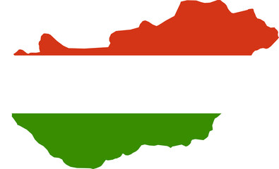 Fototapeta premium Hungary national flag map with country boundary shape (Web Mercator projection)