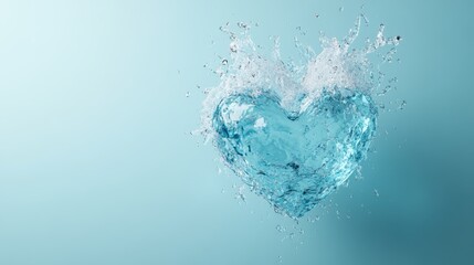 A stunning heart-shaped splash of water delicately forms against a soft light background, symbolizing love, purity, and emotions in an artistic, playful manner.