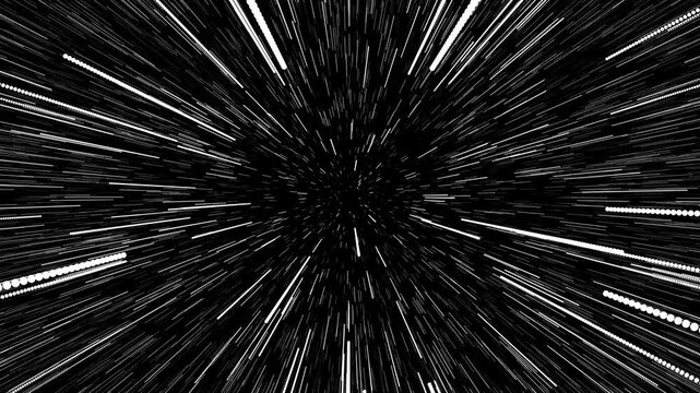Digital hyperspace with flow of bright particles. Abstract blue hyper jump Beams motion in galaxy.