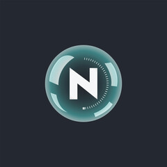 Glossy Letter N Logo Design