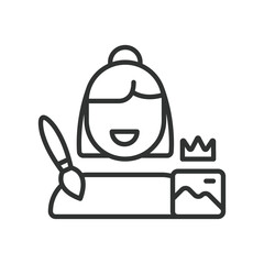 Art director, icon in line design. Art director, creative director, visual concept, branding, advertising, campaign, graphic design on white background vector. Art director editable stroke icon