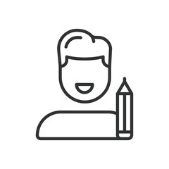 Illustrator, icon in line design. Illustrator, drawing, sketch, tablet, digital art, artwork, creativity on white background vector. Illustrator, editable stroke icon