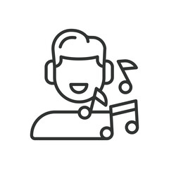 Music producer, icon in line design. Music producer, music, producer, mixing, audio, sound, studio on white background vector. Music producer, editable stroke icon