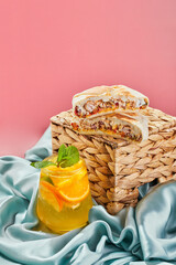 Stack is hybrid of taco, burrito and quesadilla, wrapped in tortilla and filled with beef or chicken, tomatoes, cheese and lettuce. Mexican-American dish