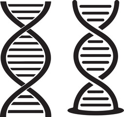 Simple Black and White DNA Double Helix Graphic