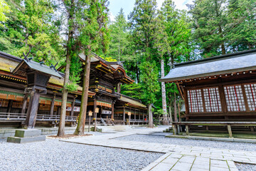 Naklejka premium 初夏の諏訪大社 下社 春宮 長野県諏訪郡 Suwa Taisha Shrine in early summer. Shimosha. Harumiya. Nagano Pref, Suwa District. 