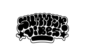 Graffiti throw-up “Summer Vibes” in bold black and white style on transparent background. Urban street art feel, perfect for summer designs, hip hop aesthetics, and vibrant seasonal projects.