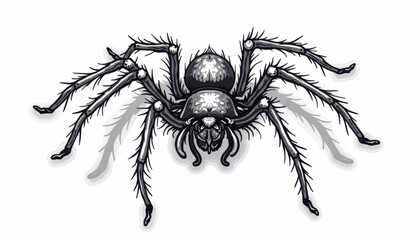 Obraz premium Detailed Black And White Spider Illustration