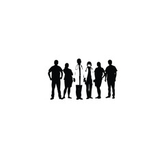 Silhouette of healthcare team or medical staff group on white background